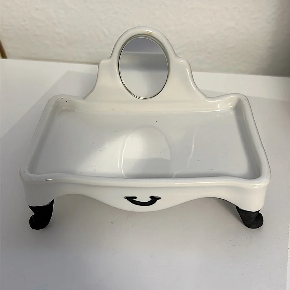 White Pottery Barn Porcelain Trinket or Soap Dish